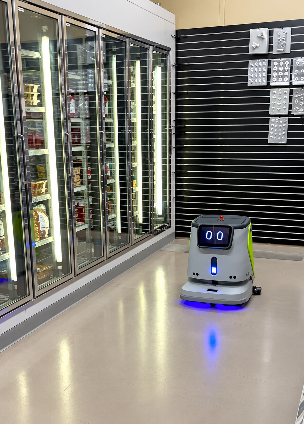CC1 cleaning a grocery store aisle